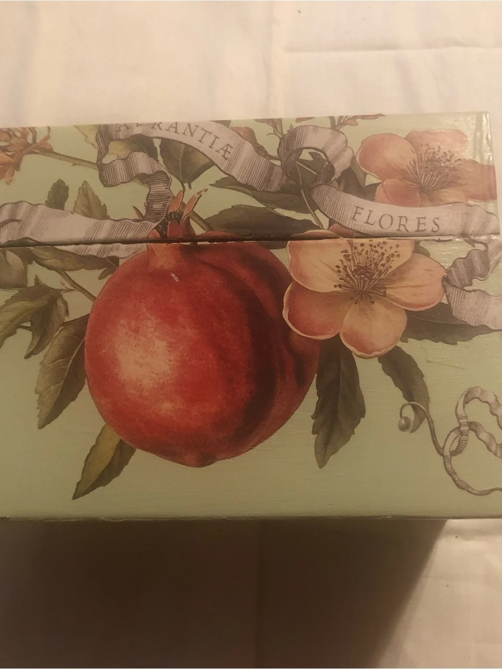 Decorative Peach Floral Recipe Box - Green and Red